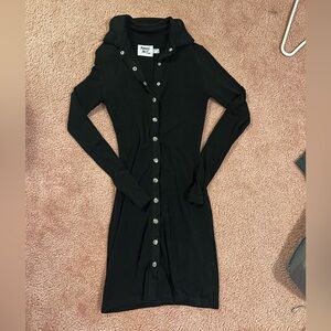 Princess Polly Black long sleeve mini dress with buttons down the front